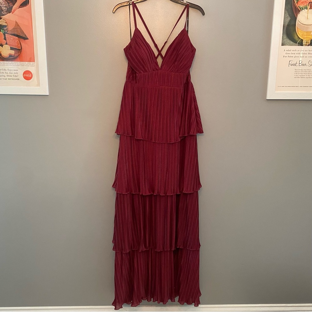 Speechless Maroon / Red Tiered Formal Gown